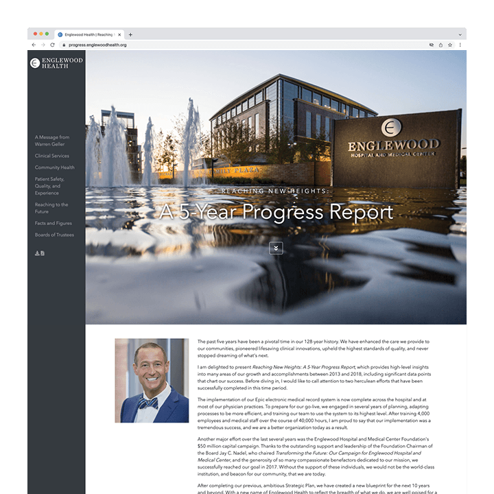 Englewood Health progress report digital publication intro screenshot