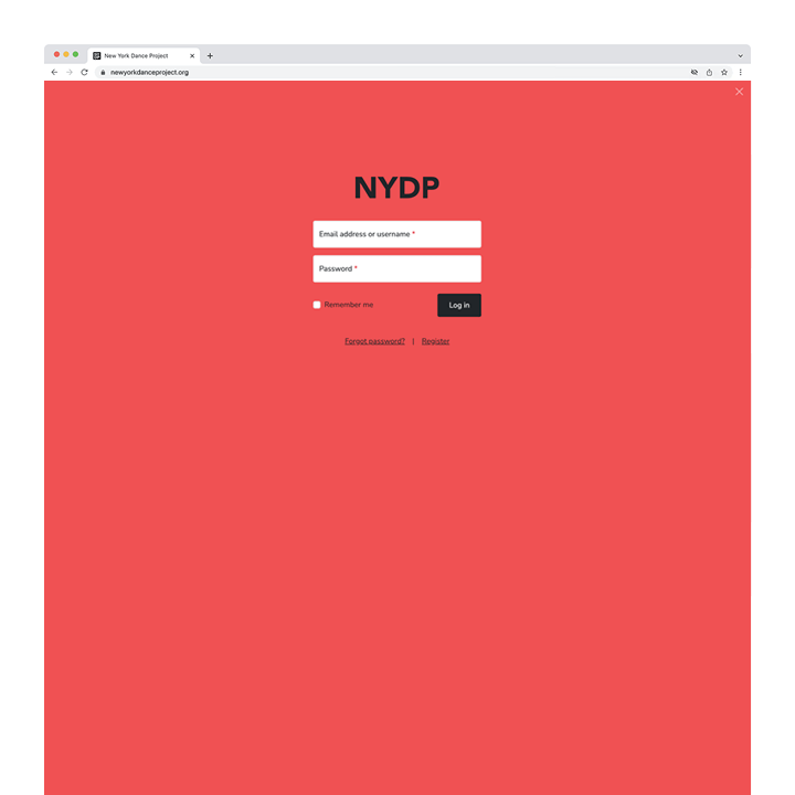 NYDP website custom login interface