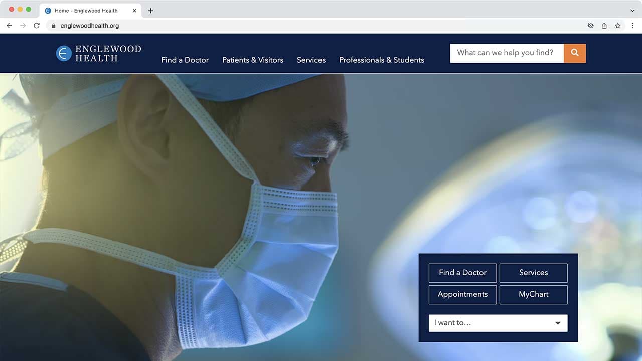 Englewood Health website front page screenshot