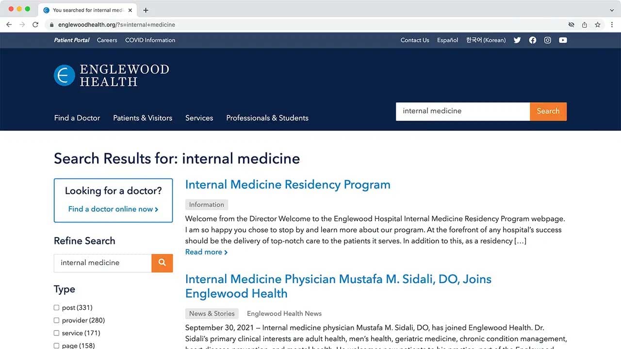 Englewood Health solr integration screenshot