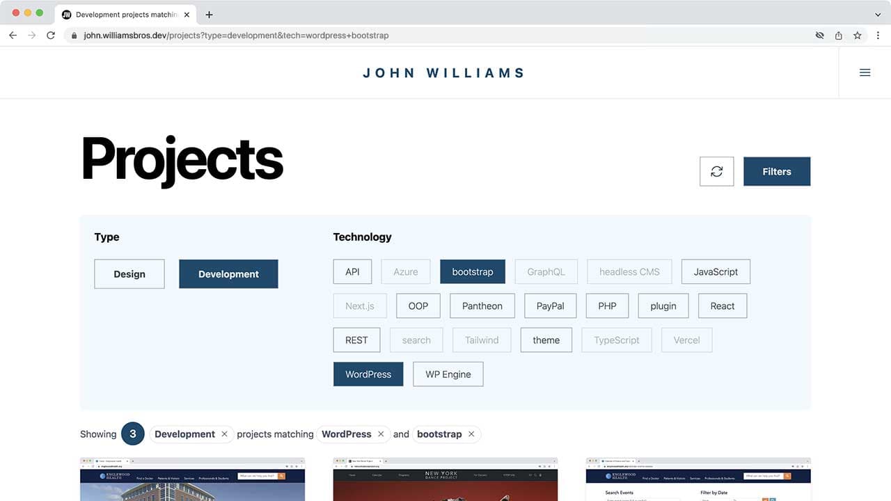 Projects page screenshot