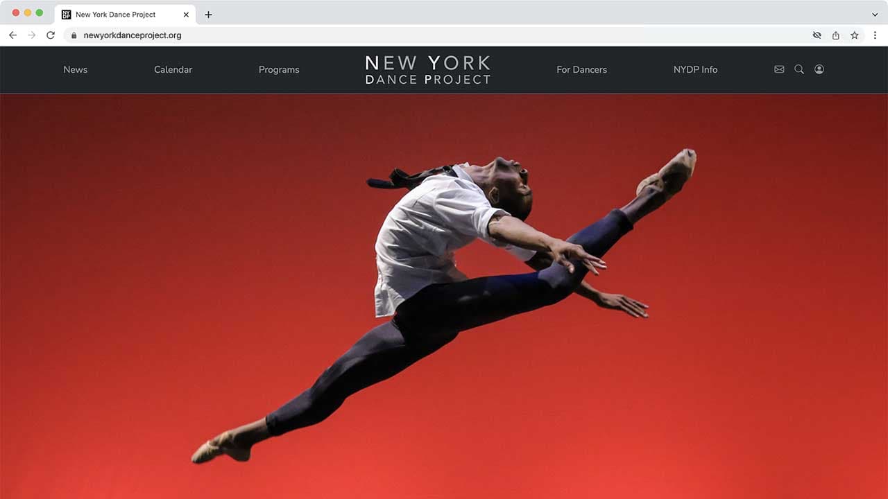 New York Dance Project website front page screenshot